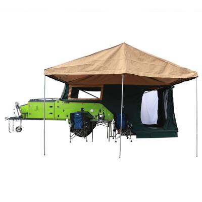 China Ecocampor Travel Trailer Pop Up Rear Folding Camping Trailer Mini Camper Offroad Trailer With Slide-Out Kitchen for sale