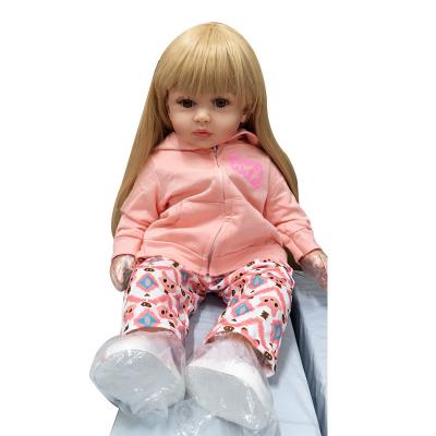 China Soft Cute Realistic Straight Reborn Dolls Blonde Hair Toy 60cm Long 24 Inch Silicone Reborn Babies - Doll for sale