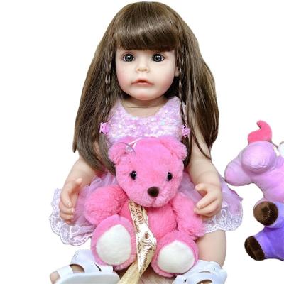 China Realistic Soft Toy 55cm Realistic Soft Silicone Pink Princess Doll Toy 100% Cute Reborn Baby Dolls For Children for sale