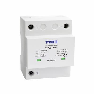 China Protect Against Lightning Surge Voltages In Solar System TYCOTIU TYPV3-1000 Solar System TYCOTIU TYPV3-1000 T1 Power Surge Protection SPD Surge Protector SPD Type 1+2 Type 1 +2 Solar Lightning Arrester for sale