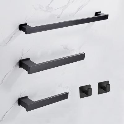 China Modern Design Minimalist Black Towel Rack Bathroom Set Daily Accessories Bathroom Accessories Metal Support for sale