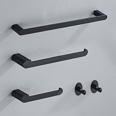 China Bathroom Black Towel Rack Hanger Storage Shelf Bathroom Accessories Towel Rack Wall Mounted Black for sale