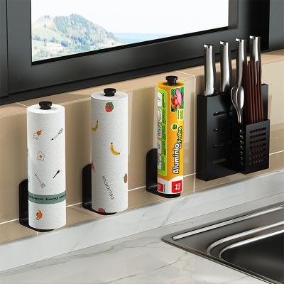 China Modern Aluminum Tissue Rack Kitchen Toilet Roll Holder Paper Space Hanging Towel Rack Kitchen Aluminum Tissue Holder for sale