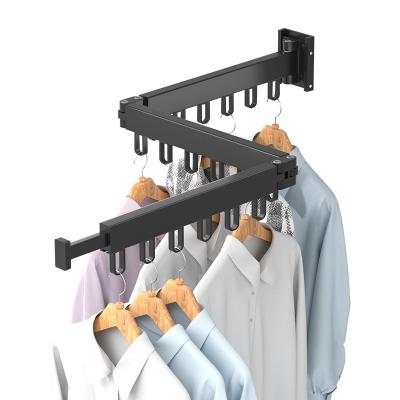 China Multi-Functional Indoor and Outdoor Space Saving Laundry Drying Rack Folding Rack Wall Mount Cloth Hanger Aluminum Home Clothesline for sale