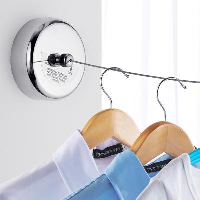 China Minimalist Retractable Clothesline Stainless Steel With Wall Mount Chrome And Hanging Clothesline With Pulley for sale