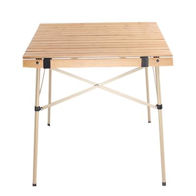 China Factory direct bamboo solid wood frame table outdoor aluminum portable foldable table for outdoor for sale