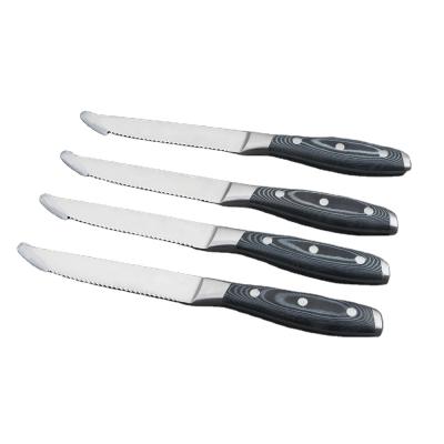 China CLASSIC Professional Grade 4 Steak Knife Set For Universal Use Stainless Steel Serrated 4.5 Inch Full Tang Rust Resistant Blade for sale