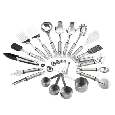 China Sustainable Complete 24 Piece Utensils Set Stainless Steel Kitchen Cooking Tool Kit for sale