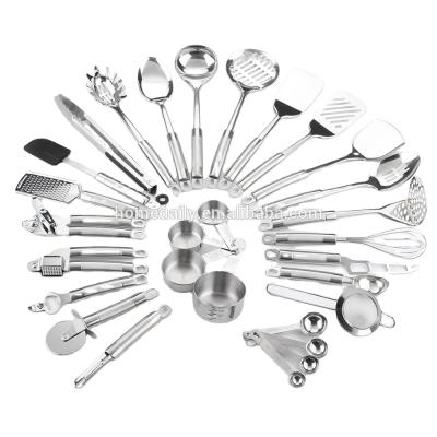 China Sustainable Stainless Steel Kitchen Utensil Set 29 Cookware Sets Cookware Non-Stick Cookware Set With Spatula for sale