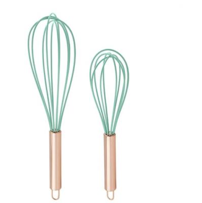 China 10 Inch Viable Green Egg Beater Silicone With Rose Handle For Nonstick Cookware for sale