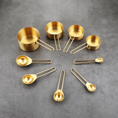 China Sustainable 9 Pcs Copper Stainless Steel Measuring Cup And Spoon Gauge for sale