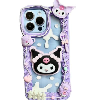 China Cool Transparent Cream TPU Purple Kuromi TPU Phone Case for sale