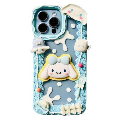 China High Quality Blue Cute Transparent Cream Puppy TPU Phone Case For iPhone 12 Pro Max for sale