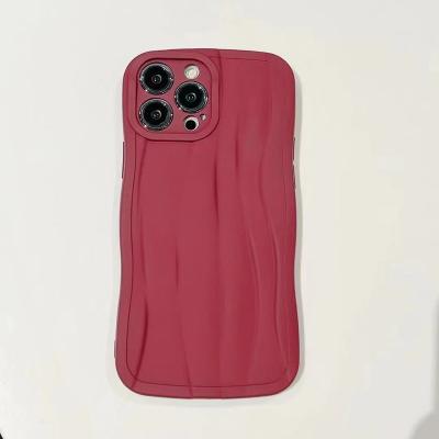 China Water Ripple Waterproof Wine Red TPU Phone Case For iPhone 14 for sale