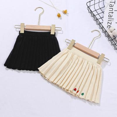 China new Anti-wrinkle sweater embroidery girl short skirt knitted little girl pleated skirt for sale