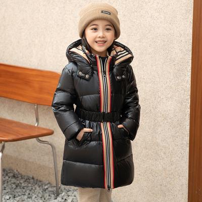 China 2021 New Children's Clothing Mid Length Thick Hooded Jacket Girls Down Jacket Windproof For Children for sale