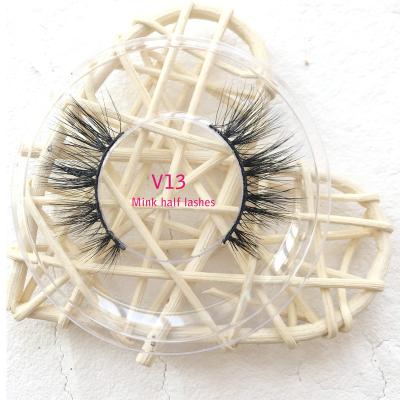 China iShero Private Label Promotion Faux Mink 3D Short Mink Lashes Natural Wedge Natural Half Lashes Long Lashes for sale