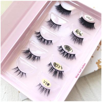 China iShero Natural Long Private Labels 3D Half Strip Mink Half Lashes Corner Lash for sale