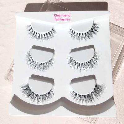 China iShero Natural Transparent 3D Strip Lashes 12mm Long Natural Strip Mink Short Natural Clear Lashes for sale