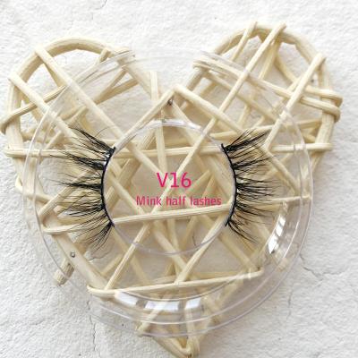 China iShero 3D Mink Eyelash Wedge Natural Short Strip Mink Lashes Long Half Strands for sale