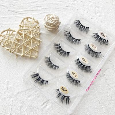 China iShero 3D Mink False Mink Corner Lashes Natural Vegan Cruelty Free Half Lashes With Eyelash Box Private Label for sale