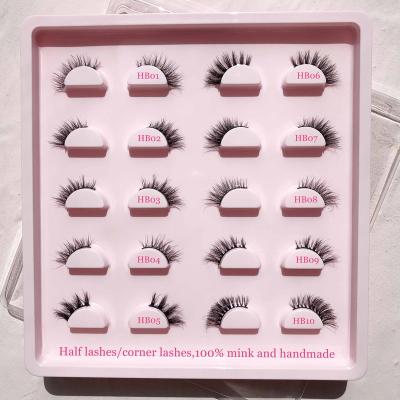 China iShero Half Lashes Side Mink Lashes 12mm 13mm Natural Short Corner 14mm Lashes 3D for sale