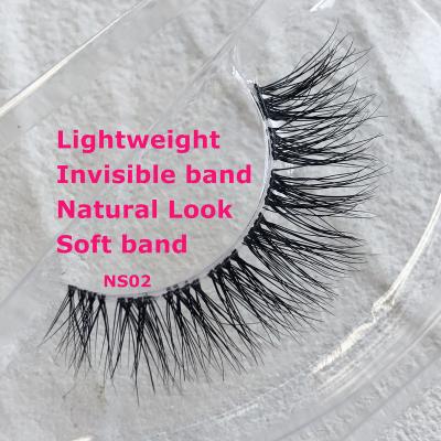 China iShero Long Strip Private Labels Cruelty Free Mink Eyelashes Natural Transparent False Eyelashes Invisible Clear Lashes for sale