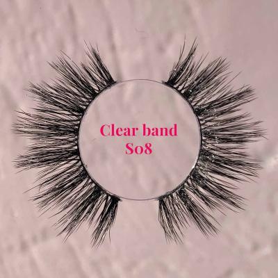 China iShero Long Private Labels Cruelty Free Eyelash Natural False Mink Synthetic Invisible Strip Lashes Clear Strip Lashes for sale