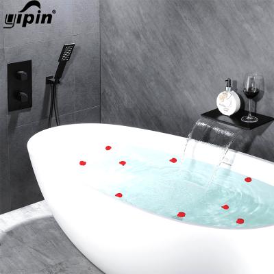 China Without Slide Bar Black Bathtub Wall Faucet In The Bath And Shower Faucets Tub Filler Replacement Part for sale