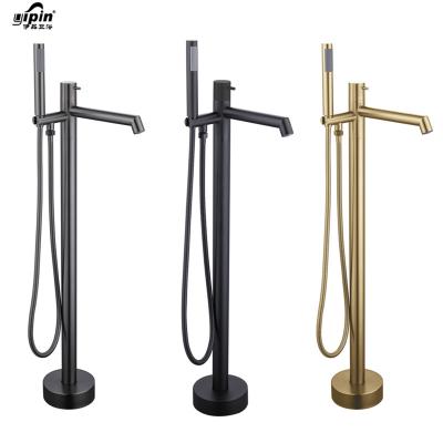 China Without Slide Bar Brass Mounted Free Standing Bath and Shower Faucets Tub Filler Tub Filler Floor Stand Kaiping Bath Shower Mixer Taps for sale