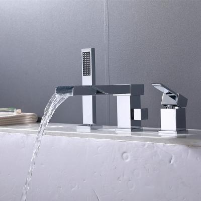 China With Slide Bar Factory Wholesale Bright Silver Manual Bathtub Installation Filling Material Shower Position Bath Faucet for sale