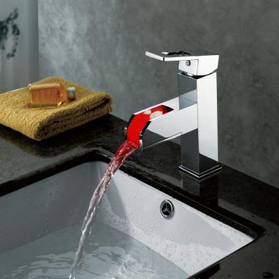 China High Quality Metered Faucets And Inexpensive Modern Bathroom Led Waterfall Faucet Single Lever Basin Mixer Tap for sale