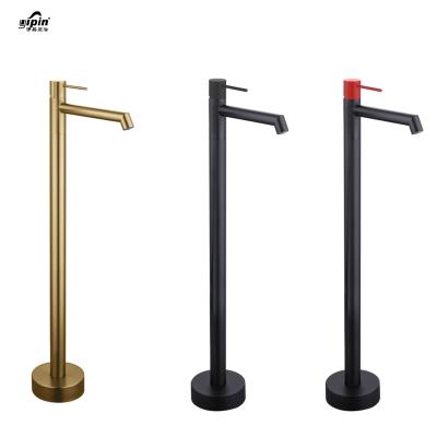 China Black Free Standing Bath Filler Free Standing Floor Position Sink Faucets Matte Gold Minimalist Style Faucets Basin Faucets for sale