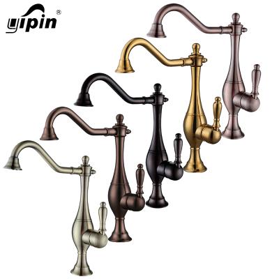 China Modern Bathroom Faucet Basin Faucet Mixer Tap Antique Brass Deck Mounted Faucets For Bathroom for sale