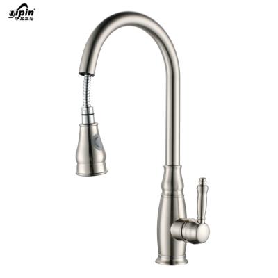 China Contemporary Kitchen Faucet Self-produced and Wholesale Nickel Pulled Kitchen Faucet Hot and Cold Rinse Pre with Supplement Griferia Cocina for sale