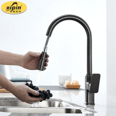 China Faucet Guangdong Modern Sanitary Kitchen Sink Faucets Step Down Kitchen Gun Gray Deck Mounted Pull Out Single Handle Mixer Tap Griferia Coc for sale