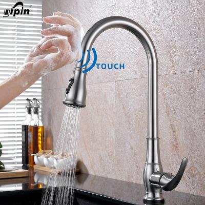 China Hot Sale 304 SS Kitchen Faucet Sensor Flexible Smart Matte Black Sense Faucets Pull Out Kitchen Faucet Touch Kitchen Faucet for sale