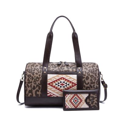 China Bohemian Spot 2 Sets Leopard Leather Travel Handbags Retro Bohemian Bag Shoulder Print Travel Handbags Bag For Women for sale