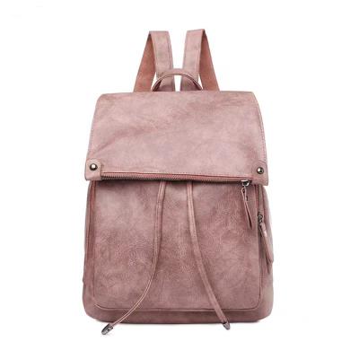 China Wholesale Water Resistant Vintage Girl Travel Backpack Bag College Leather Backpack Gray Bagpack For Women for sale