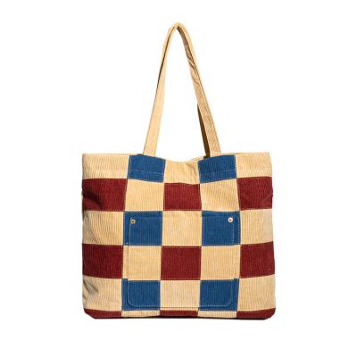 China Large Plaid Female Casual Lady Bags Wholesale PORTABLE Tote Shopping Shoulder Purse Handbags For Women for sale