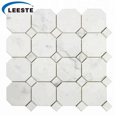 China Europe Decorative Backsplash Wall And Floor Calacatta White Honed Indoor Outdoor Marble Mosaic Tiles for sale