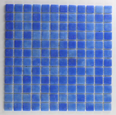 China Modern parquet decor swimming pool using glazed blue glass mosaic tiles for sale