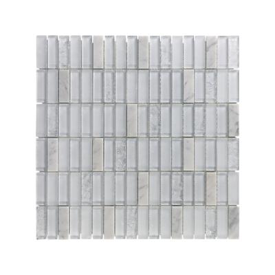 China High quality home decorative parquet glass for kitchen toilet backsplash and stone broken glass mosaic slab for sale