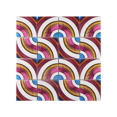 China Rainbow Inkjet Backsplash Pattern Irregular Shaped Mosaic Tile CLASSIC Roman Flower Marble Mosaic Tile for sale