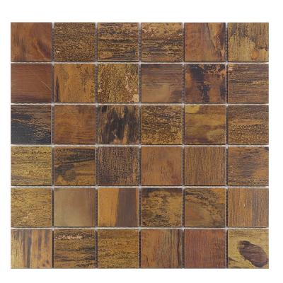 China Parquet fashion design 2 inch square shape copper slab mosaic metal backsplash for sale