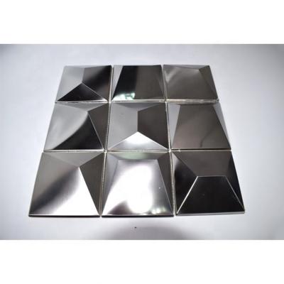 China Classic 3D Roll Aluminum Metal Silver White Square Parquet Pattern Mosaic Slabs for sale