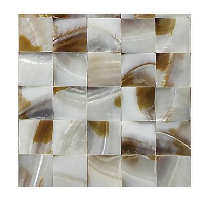 China Pure White Stacked Parquet Shell Mosaic And Nanoglass Travel Mosaic Slab for sale