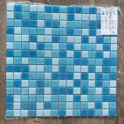 China Modern parquet decor swimming pool using blue glass mosaic for sale