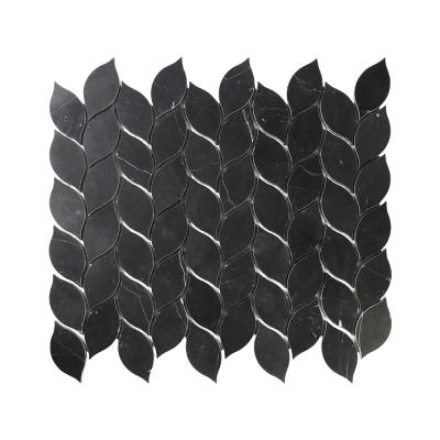 China Parquet Nero Marquina Sheet Pattern with White Vein Marble for Backsplash Wall Decor Home Mosaic Slab for sale