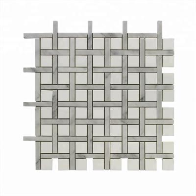 China Wholesale Best Price Wholesale Flooring Dolomiti Fishing Net Mesh Pattern White Marble Mosaic Slab for sale